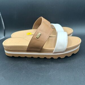 Reef Banded Horizon Hi Platform Slide Sandals Cream White Women’s Size 9